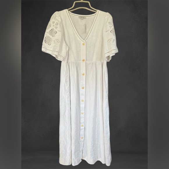 NWT Madewell Cassie Button-Front Midi Dress in Linen - S/M - Picture 4 of 12